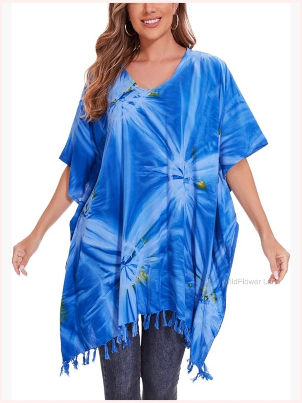 Women's Plus Size Tie Dye Tunic Top Kaftan Blouse Boho Hippie XL to 4X